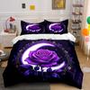 Purple Rose Moon Decor Set Soft Comfortable Duvet Cover Bedding Set Included 1*Duvet Cover & 2*Pillowcases, Gift