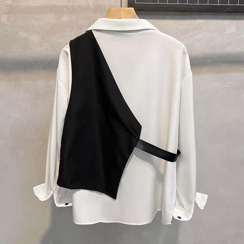 Men's Hong Kong-Style Long-Sleeve Hip-Hop Fashion Jacket-Shirt