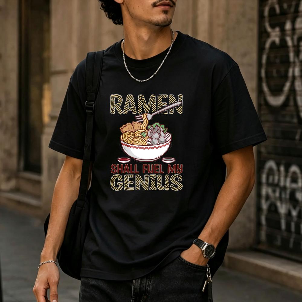 Funny Novelty Ramen Shirt for Men Women Casual Short Sleeve Crew Neck Tee Foodie Gift Noodle Lo
