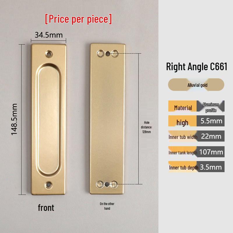 No-Drill Sliding Door Handle for Glass, Cabinet & Kitchen, Gold/Black/Gray Finish