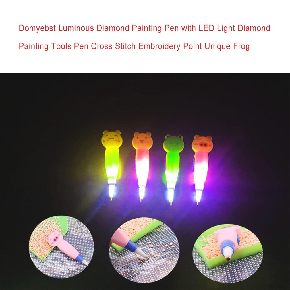 Crystal Painting Pen Portable Cute Animal Shape Kids Battery Powered Drawing Pencil Tool Accessories with Light