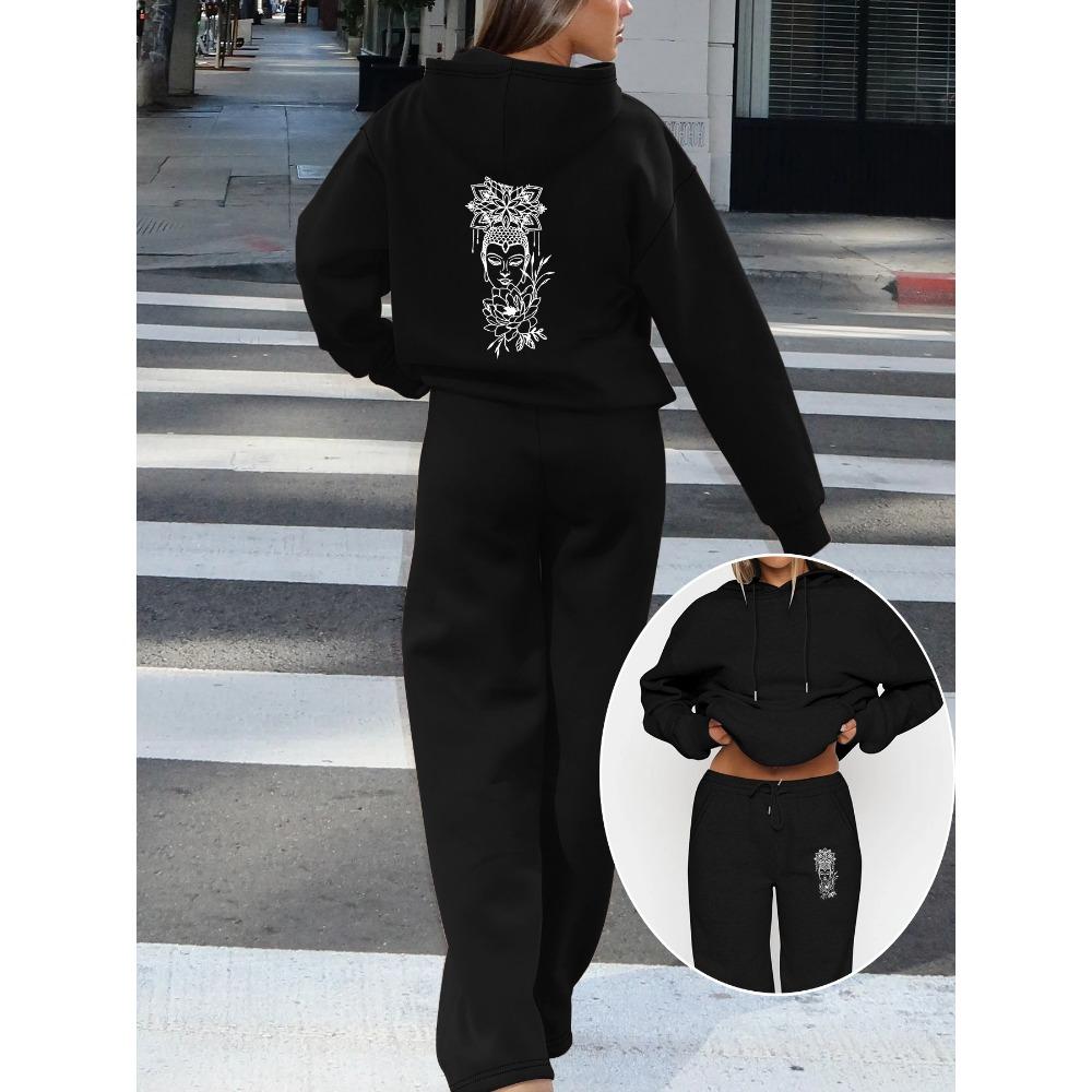 Women's Pullover and Wide Leg Sweatpants Set Are Fashionable and Comfortable Streetwear, Perfect for Autumn and Winter Women's Clothing