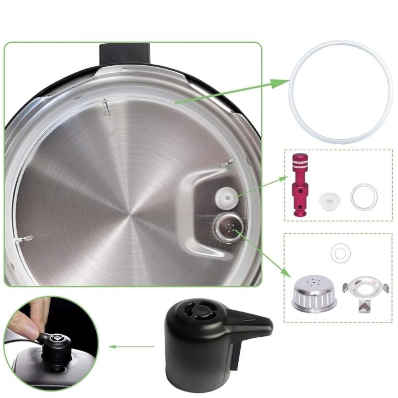 Pressure Cooker Valves and Sealing Gasket Set for 8QT Kitchen Accessories Suitable for Cooker Performances and Longevity