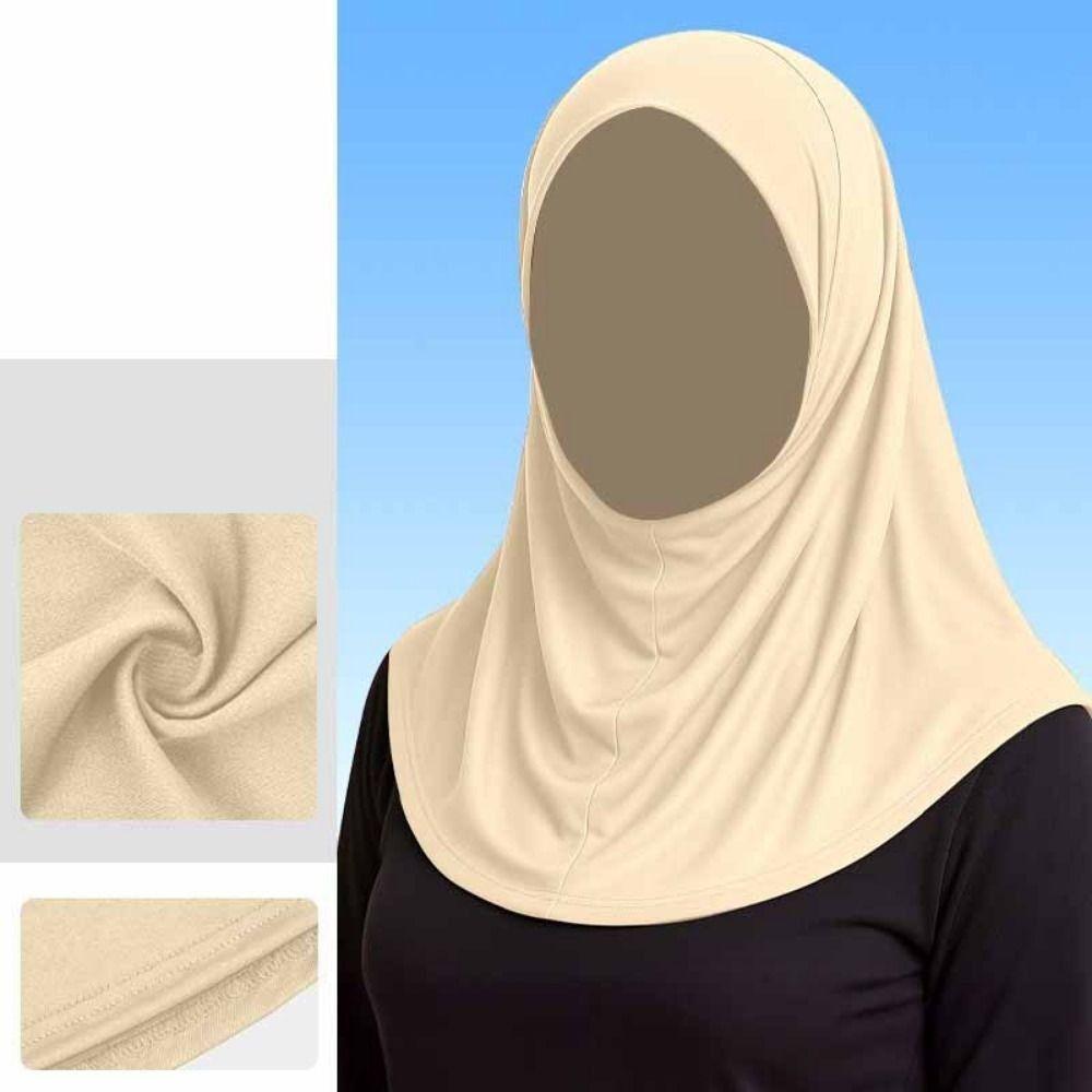 Elegant Ramadan Hijab Soft Head Wrap Cap Fashion Islamic Headscarf Hair Accessories