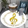 Golden Music Note Round Rug Shiny Metallic Instrument Design,Non-Slip Living Room Carpet,Luxurious Home Decor Gift for Musicians