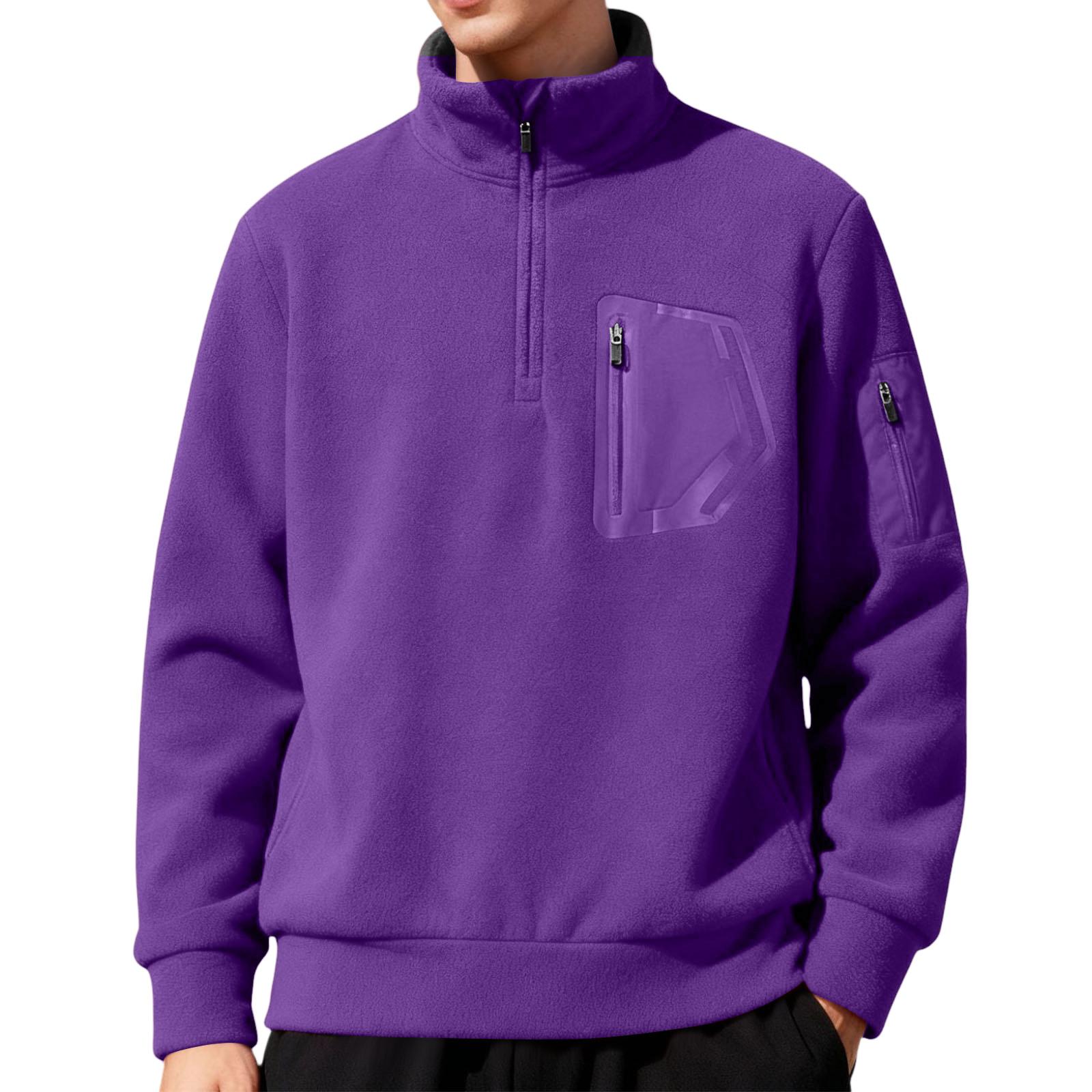 

Мужское повседневное худи оверсайз с флисовой подкладкой и длинными рукавами на молнии 1/4 XXXL фиолетовый