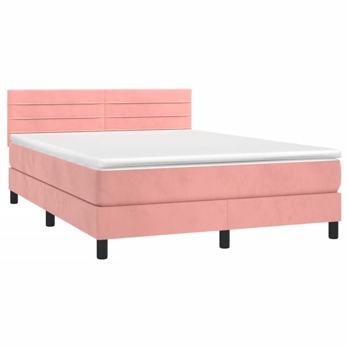Maison Exclusive - Sommier à lattes de lit avec matelas Rose 140x190 cm Velours