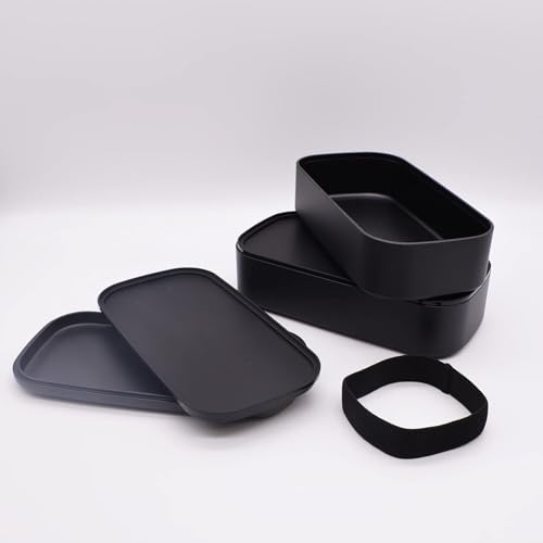 Mitani Yamanaka Lacquerware Lunch Box, 2-tier, Antibacterial, Approx. 1000ml, ZEIT Black, Made in Japan, C17602