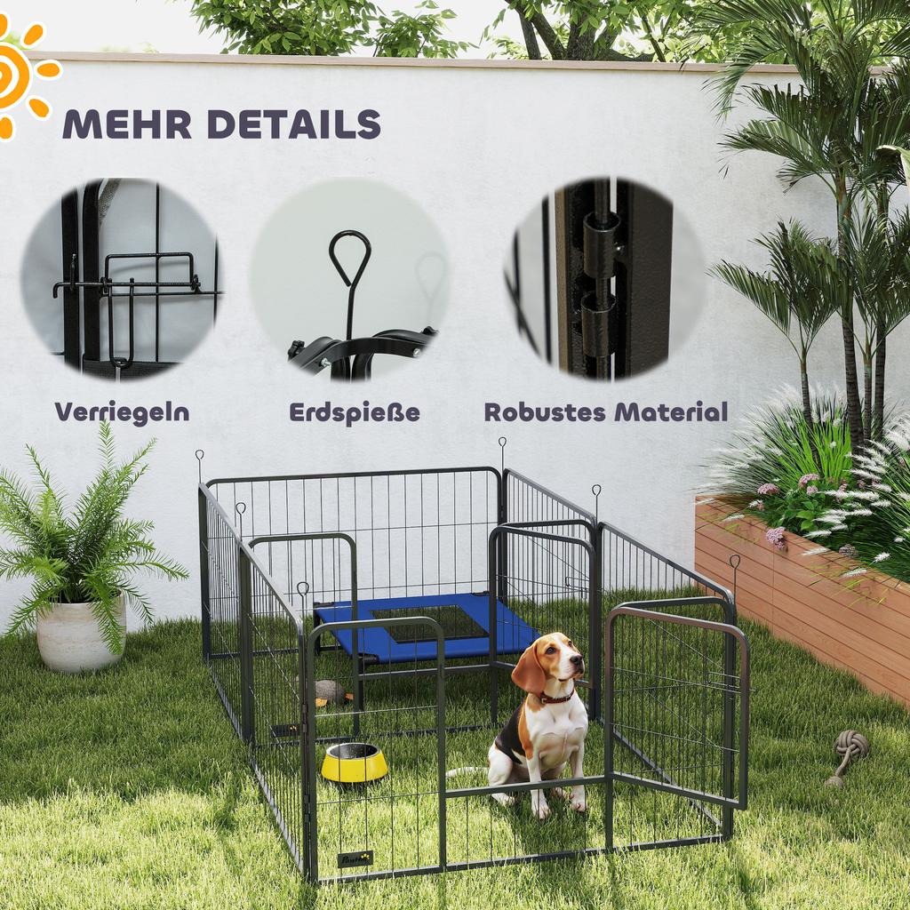 Whelping Box for Puppies, Whelping Pen Puppy Playpen with 7 Panels, 2 Areas, Washable Whelping Pad, 203x102x60cm Black