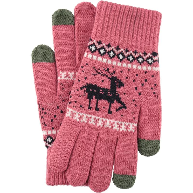 Winter Cycling Cold-Proof Warm Plush Gloves for Female Students, Touchscreen Deer-Pattern Gloves for Driving In Winter, Fingerless