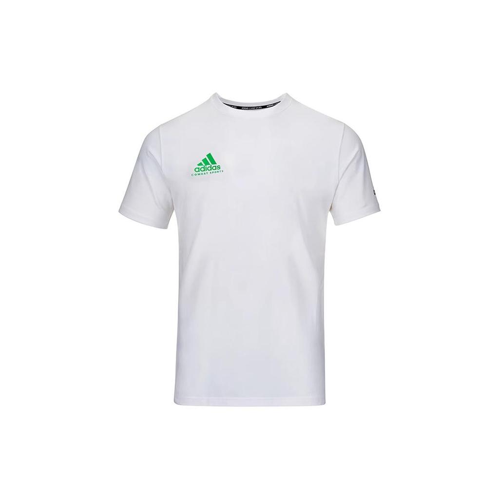 New Adidas T Shirts Men's White With Green Logo ADICSTS06P-WCN