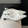 Fashion Luxury Fashion Pointed Toe Women Medium Heels Sandals Shoes Female Slip On Footwear Ladies Heeled Sandals Slides Shoes Pumps