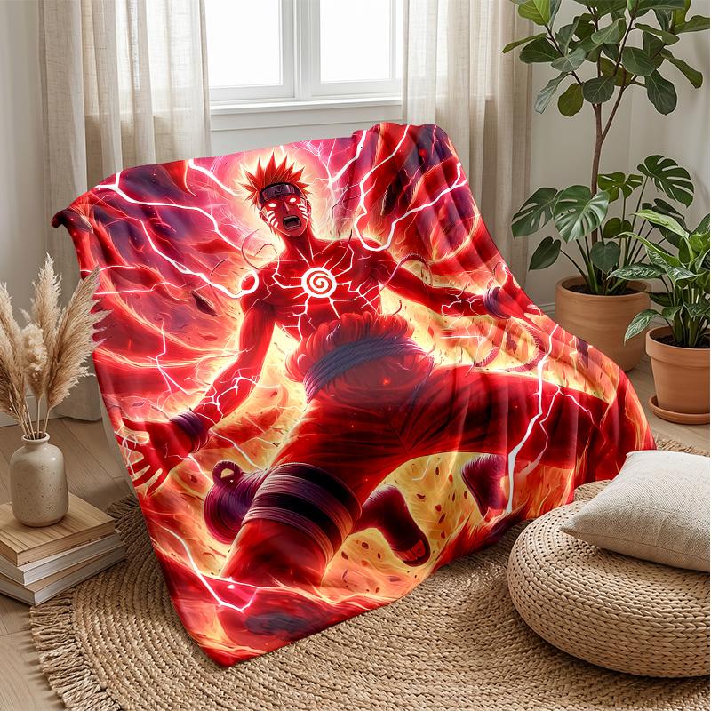 Naruto Uzumaki Printed Flannel Blanket Skin Friendly Warm Decorative Throw for Indoor Couch Bed Daily Use
