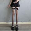 Mesh Stockings Black Lace Hollow Stockings Women's Thin Lolita Mesh Socks Black and White Lace Knee Socks Black