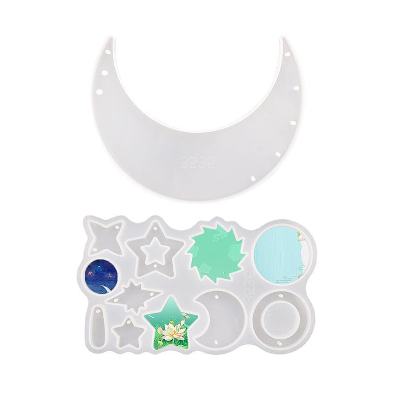 Epoxy Wind Chime Silicone Mold: Sun, Moon, Stars Pendant with Hole for DIY Decorations