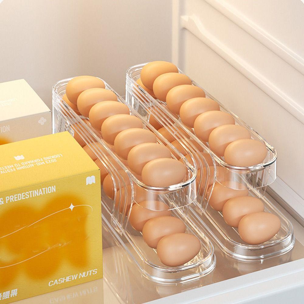 

Automatic Scrolling Egg Dispenser Double-layer Egg Basket Egg Storage Rack for Kitchen