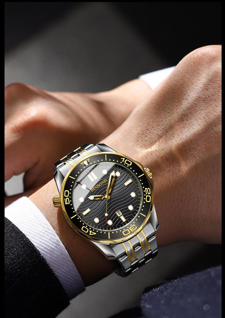 Binbond Luxury Men's Quartz Watch - Waterproof, Luminous, Rotating Dial