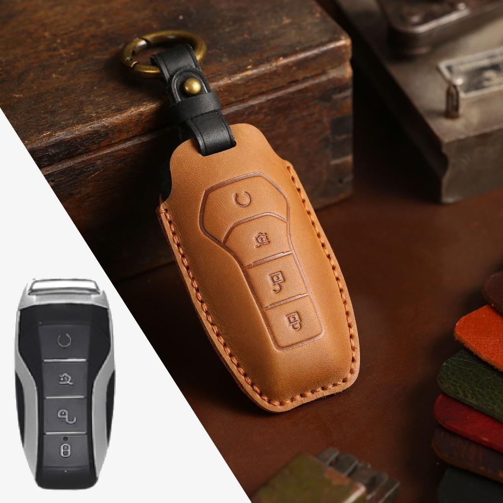 Genuine Crazy Horse Leather Key Case for BYD Dolphin Tang Qin Han Song Car Keys Protection Cover