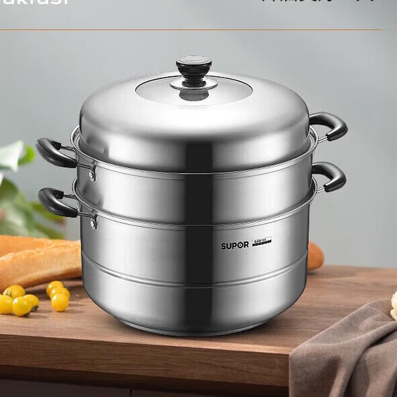 SUPOR 3-Layer 304 Stainless Steel 34cm Steamer Pot