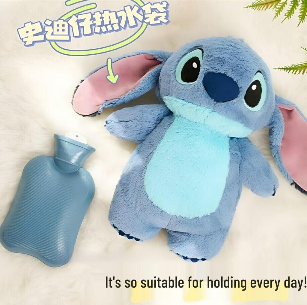 Xiaohongshu Winter Cartoon Stitch Plush Toy Hand Warmer - Cute Water Injection Hot Water Bottle