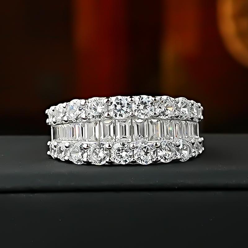 

Wide T-shaped Diamond Ring for Women, Cool Style 925 Silver Index Finger Ring, Niche Design, Light Luxury Daily Layering 5