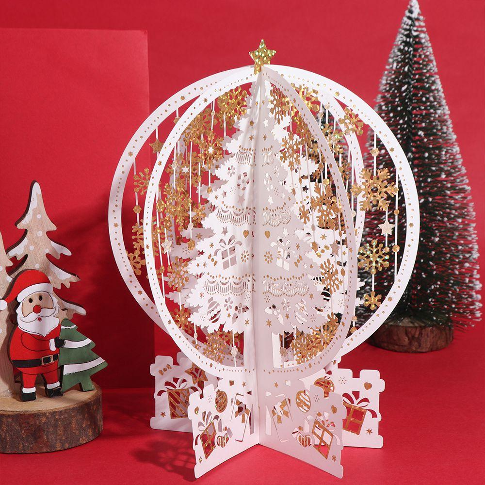 Three-dimensional Christmas Crystal Ball Greeting Card Hollow Holiday Card Thanksgiving Day Gifts