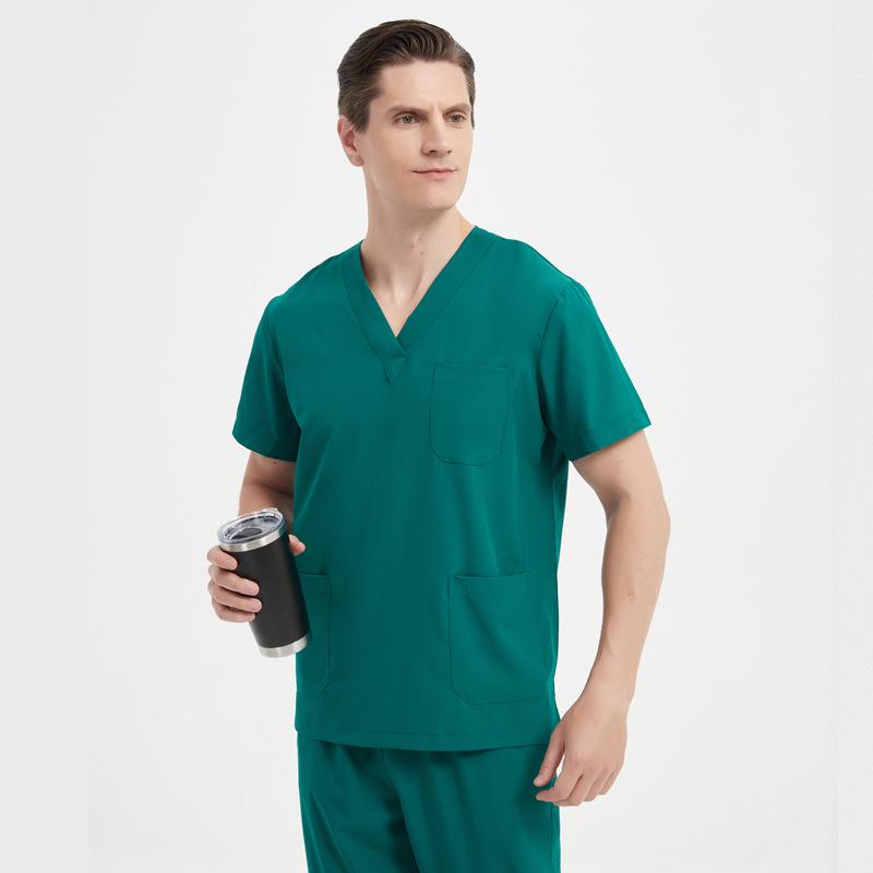 Elastic V-neck Doctor & Nurse Work Uniform - Washable Surgical Gown Suit Set.