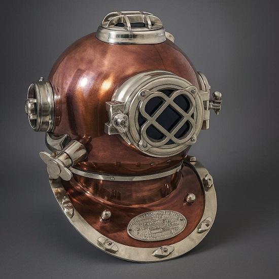 45.72 cm US Navy Mark V Scuba Divers Diving Helmet Copper Nautical Decor