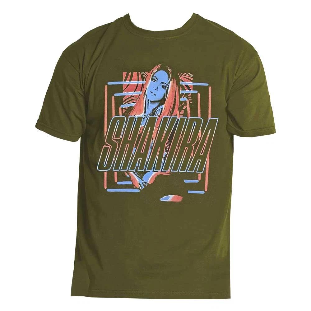 Shakira T Shirt Squares and Logo new Official Unisex Green XL