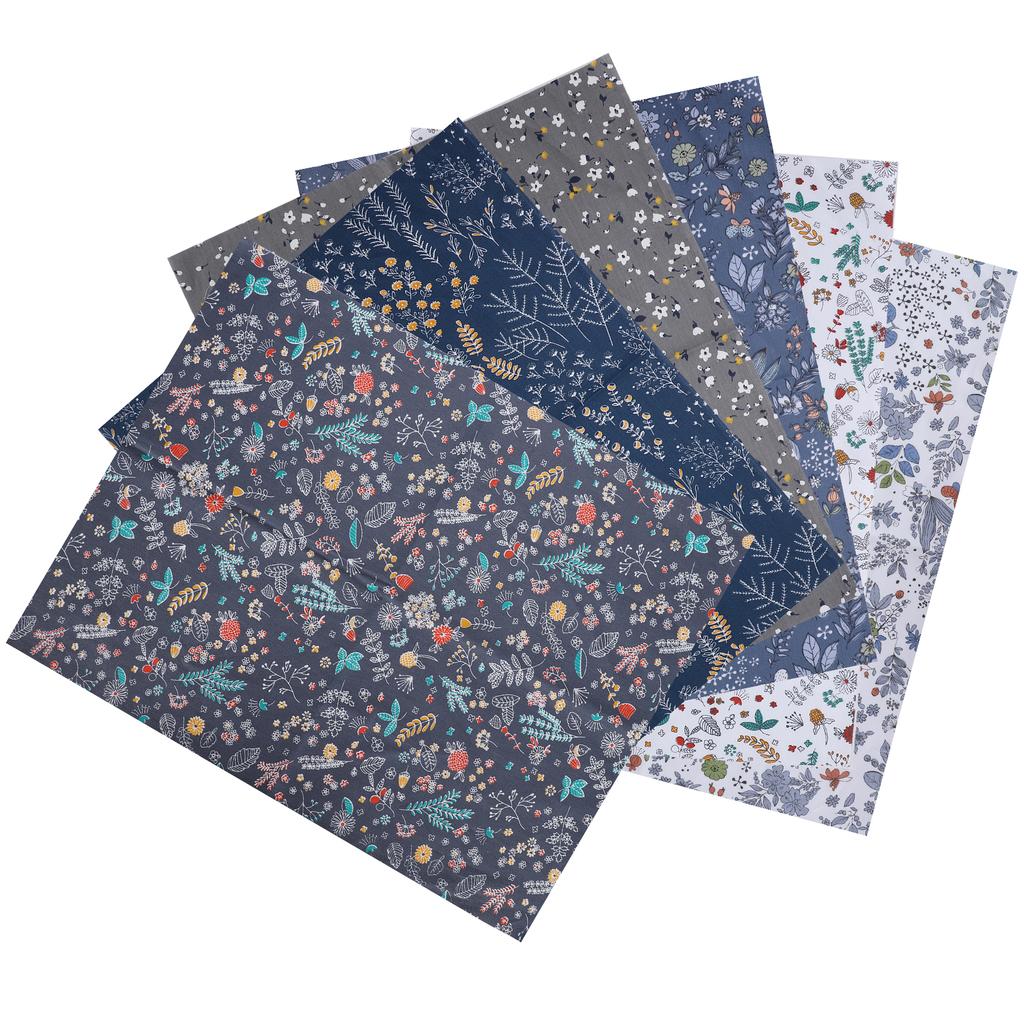 6Pcs Cotton Fabric Twill Printing Cloth Quilting Sewing Craft 50x40cm(Pink(6 colors) )