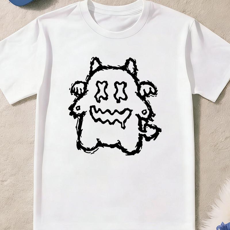 Kids Little Monster Graffiti Print Crewneck Summer Casual Sports T-Shirt