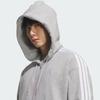 Adidas Unisex Casual Cotton 3 Stripe Full Zip Hoodie Grey