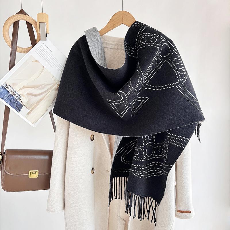 

Maillard scarf women s autumn and winter new double-sided versatile tassel high-end atmosphere plaid shawl warm scarf 190CM