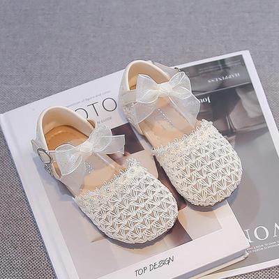 Girls' Princess Lace Bow Flats - Woven Mesh Fairy Sandals for Summer 2026