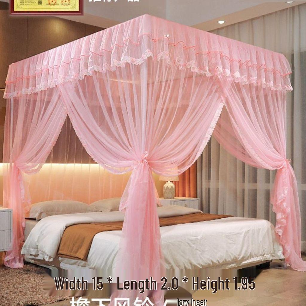 Palace Three-Door Mosquito Net for Double Bed—Floor Stand, Ventilated & Anti-Mosquito