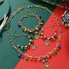 Fashion Christmas Tree Colorful Bells Pendant Necklace Bracelet Earrings for Women Festival Party Jewelry Set New Year Gift