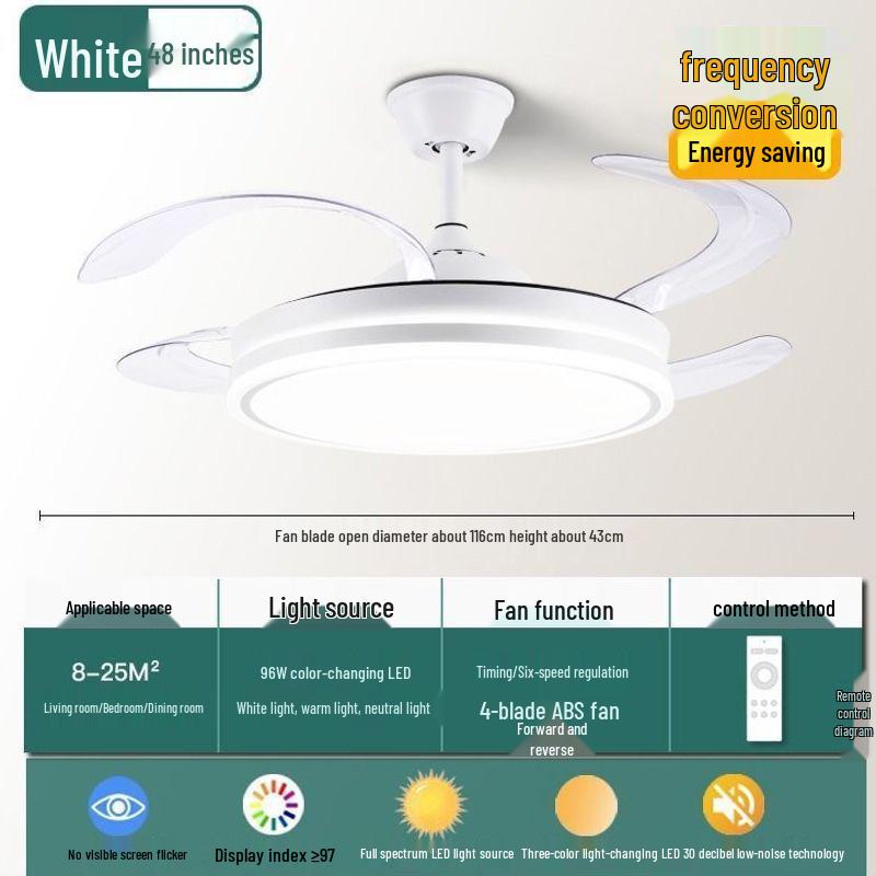2026 Modern Invisible Ceiling Fan Light Chandelier for Dining, Living Room, Bedroom