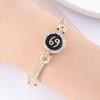 12 Zodiac Signs Bracelet for Women, Rose Gold Plated Inlaid Diamond Constellation Bangle, Fashion Couple Jewelry Gift