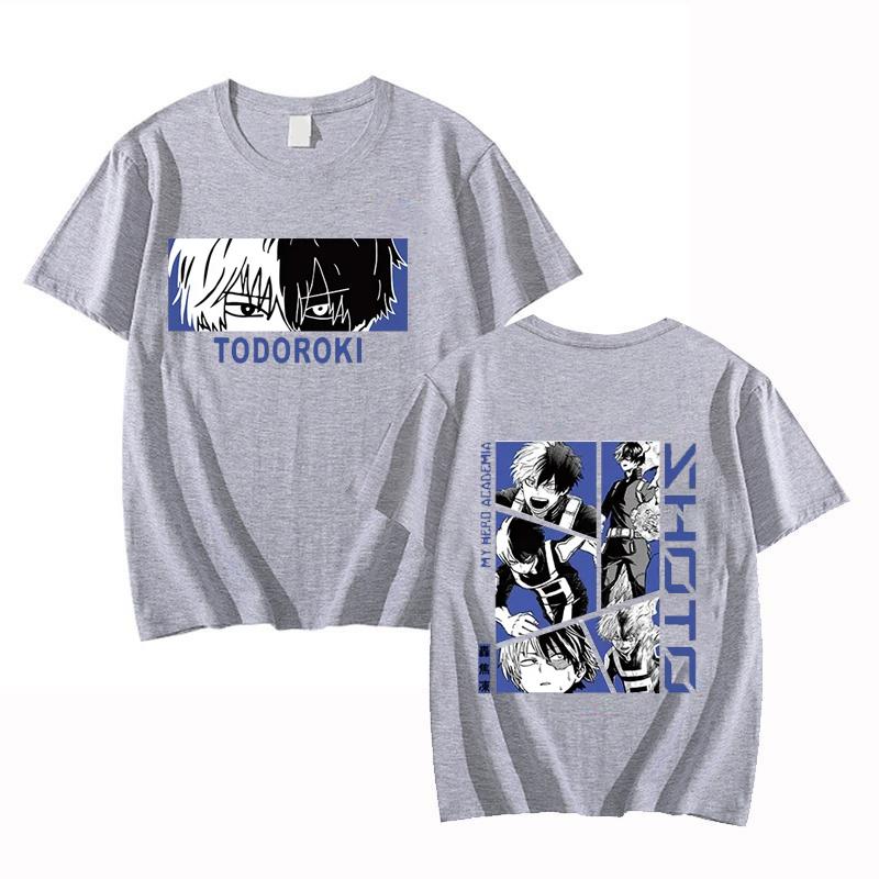 Hot Anime Todoroki Shoto Print T-Shirt Women Men Loose Short Sleeve Round Neck Top Fashion Y2k Casual Summer Shirt Tees