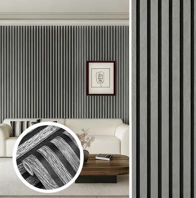 Striped Grille Waterproof and Stain Resistant 0.45m PVC Wallpaper for Living Room and Kitchen Stickers