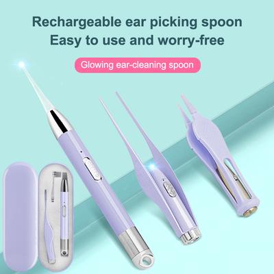 Baby Ear Cleaner Tweezer Soft Ear Picks LED Flash Light Ear Wax Curette Picker Ear Cleaning Tool Ear Wax Dig Removal Earpick Set