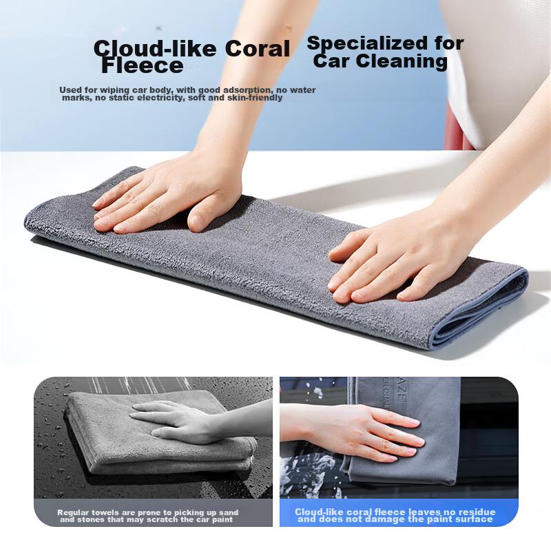 BIAZE Car Wash Towel, Specialized Car Cleaning Cloth, Vehicle Towel, Suede Absorbent Non-Scratch Wiping Cloth, 30*40 Cm, Two-Pack