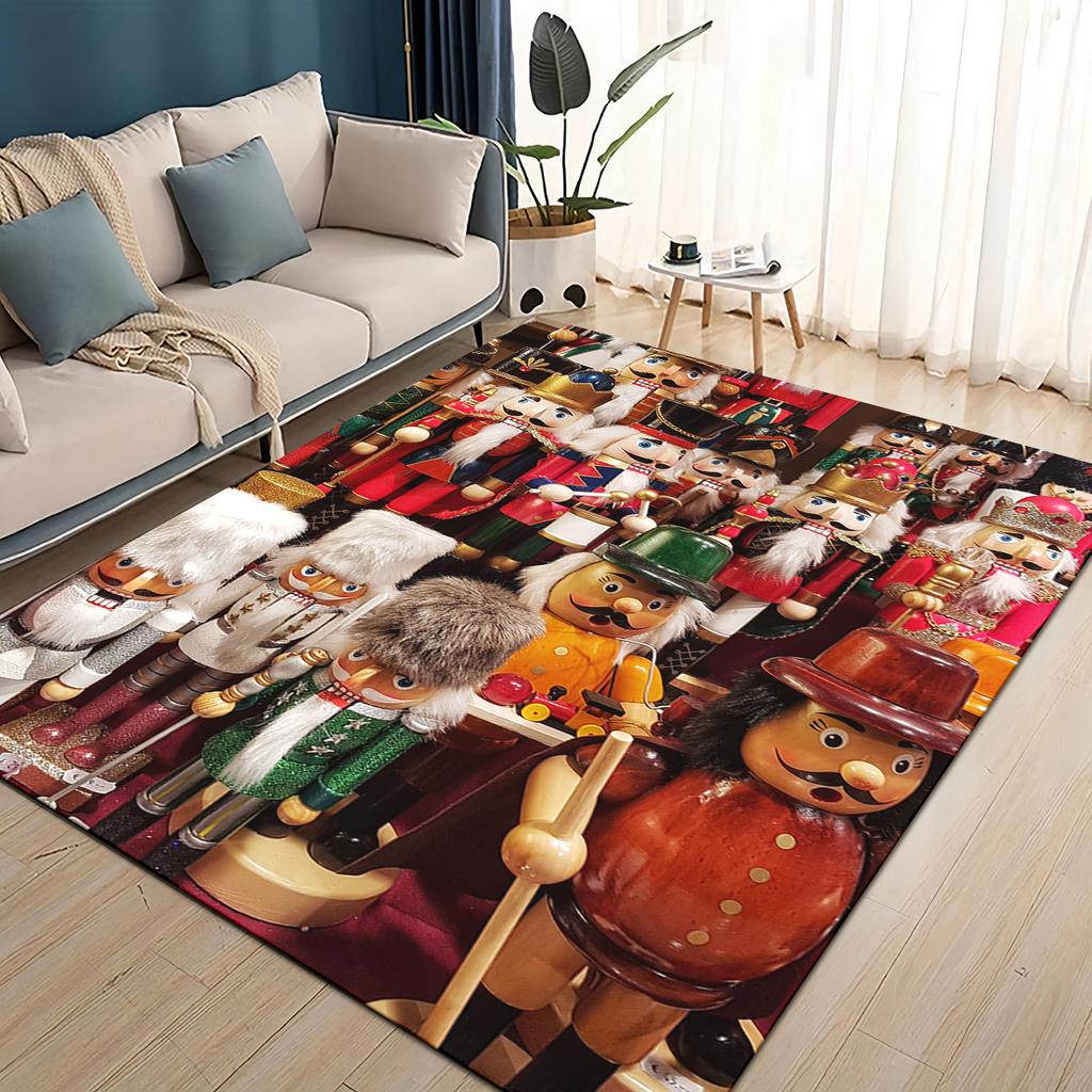Merry Christmas Cartoon The Nutcracker Doll Festival Gift Carpet Rug for Living Room Bedroom Home Sofa Decoration,Non-slip Mat