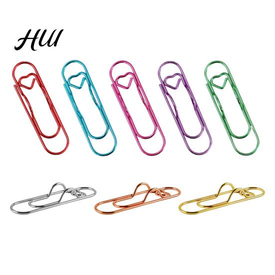Notebook Pen Holders 6Pcs Metal Heart Clips Book Organizers Colored Paperclip Cute Shaped School Supplies Organizer Stainless Steel