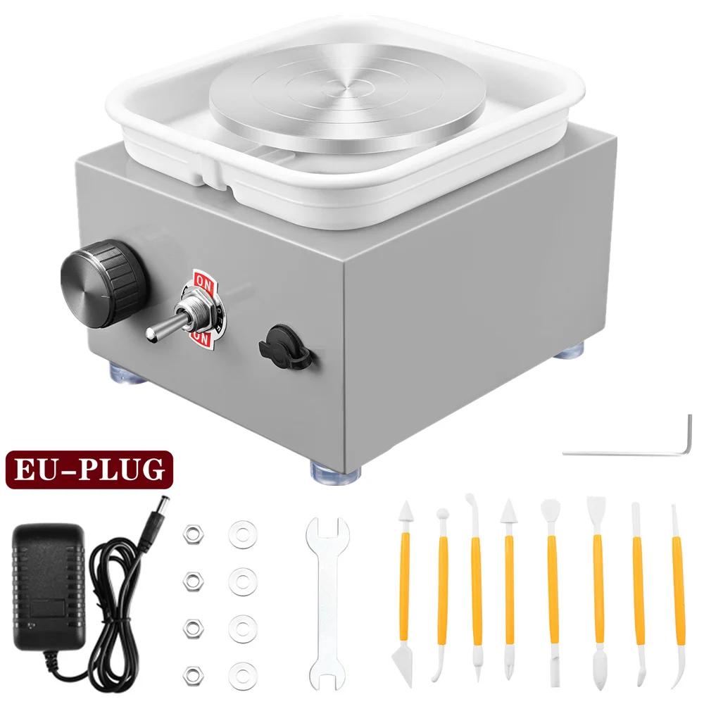 Electric Pottery Wheel Machine with Turntable+Sculpting Kit, DIY Clay Tools Mini Pottery Forming Machine for Arts Crafts Ceramic