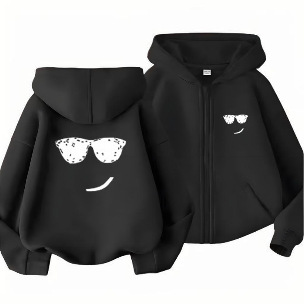 boy Girls Hoodie zipper cardigan tops Suitable age 3-12 Children's Sweatshirt coat Autumn Zipper style black leisure Clothing