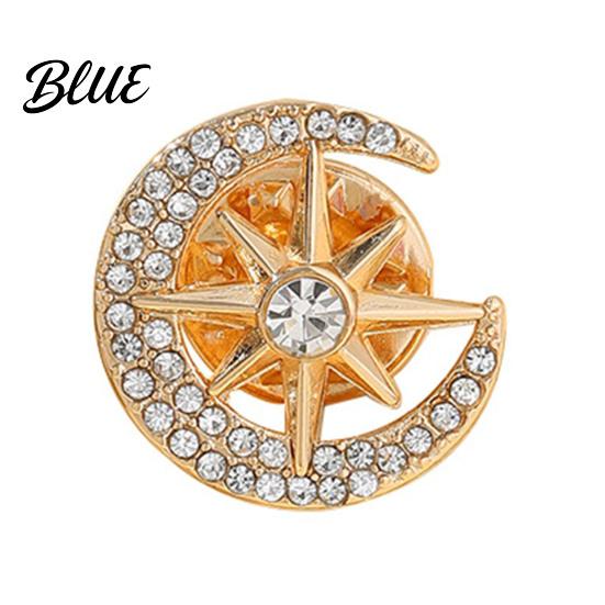 Bag Accessory Pin Moon Star Design Brooch for Women Rhinestones
