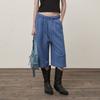 [Matinkim] BACK POCKET GLITTER BERMUDA SWEATPANTS FOR WOMEN IN BLUE