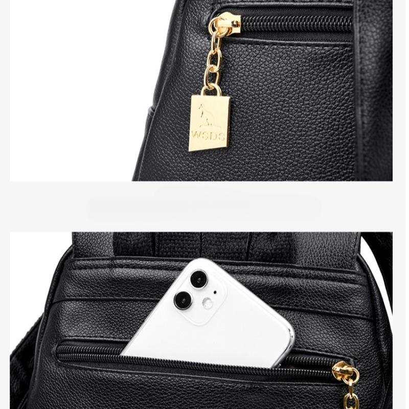 New Women's Casual Backpack with European and American Trendy Large Capacity Outdoor Travel Fashion Soft Leather Backpack Versatile Bag