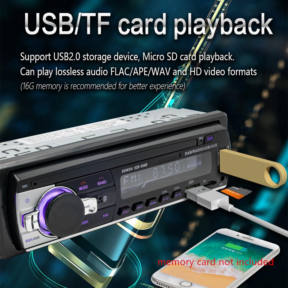 DAB FM AM Car Radio Autoradio 1 Din Stereo Audio MP3 Player Support TF Bluetooth